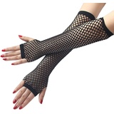 SYSUII Lang Fischnetz Handschuhe,1 Paar Fingerlose Fischnetz Handschuhe Netz Mesh Handschuhe Mode Opernhandschuhen Abendhandschuhe für 80er Jahre Verkleidung Kostüm Party Lieferungen -Schwarz,23-53CM