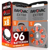 96 Hörgerätebatterien Rayovac Extra 13. 12x8 Stück