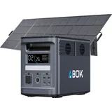ABOK Ark2000 Tragbare LiFePO4 Powerstation 1536Wh+400W Solarpanel, 2000W AC