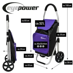 eyepower 52L Einkaufstrolley Kühlfach Faltbarer Einkaufsroller XL Shopping Trolley Lila