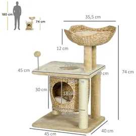 PawHut Kratzbaum Klein 74 x 45 x 40 cm beige