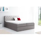 Fun Möbel Boxspringbett Schlafzimmerbett GRETA 180x200cm Stoff Grau - Grau