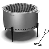 Blumfeldt Ignite Pure Feuerschale - Fast Rauchfrei, Edelstahlrahmen, Tragbar & Kompakt, Inkl. Grillrost & Regenschutz, Leicht zu Reinigen, Perfekt für Garten & Camping