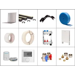 90 m2 Set Tackersystem Faltplatte 20 mm WLG 045 16x2 PE-RT Rohr Raster 15 cm 7 Heizkreise LCD Regler 230 V + Zubehör