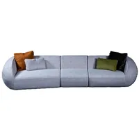 JVmoebel Big-Sofa Graues Designer-Sofa aus Holz und Textil mit Komfortpolsterung, 3 Teile, Made in Europa grau
