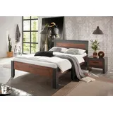 Home affaire Bettanlage BROOKLYN, (Set, 2-tlg., Einzelbett mit Holzkopfteil, Nachtkommode) grau