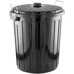 WAS Abfallbehälter mit Verschlussklammern 73 Liter schwarz, 48x48 cm
