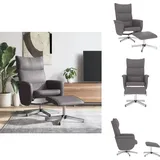 Relaxsessel mit Fußhocker Grau Kunstleder - Komfortsessel - LiegeSessel - Relaxsessel - Wohnzimmersessel - TV-Sessel