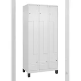 C+P Z-Spind Classic PLUS, Füßen, 6 Abteile, HxBxT 195x90x50cm, Zylinderschloss, Verkehrsweiß von PROREGAL