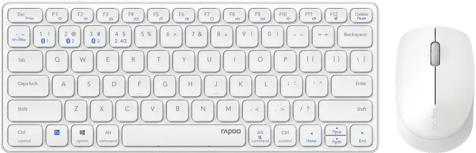 Rapoo 9600M Drahtloses Multimode Blade Combo Set, QWERTY US - Weiß