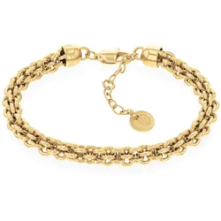 Armband TOMMY HILFIGER "Schmuck Edelstahl Armschmuck Ankerkette INTERTWINE CIRCLES", gold (gelbgoldfarben), Armbänder, Damen, Edelstahl