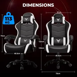 GTPLAYER Gaming-Stuhl Holz Weiß