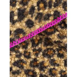Zwillingsherz Dreieckstuch ZWILLINGSHERZ "Leo Leo", Damen, braun, Plüsch, Polyester, kontrastfarbene Details, mehrfarbig, Modetücher, Leomuster, pinke Kante, Teddyoptik