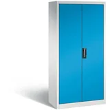 C+P Werkzeugschrank mit Drehtüren, 6 Böden, 4 Schübe, H1950xB930xT500mm Front Lichtblau Korpus Lichtgrau