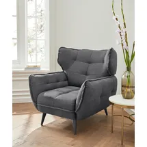 Home Affaire Sessel HOME AFFAIRE "Ariana", grau (dunkelgrau), B:103cm T:98cm, 100% Polyester, Sessel, Sessel, Stylischer Hochlehner bzw. Ohrensessel