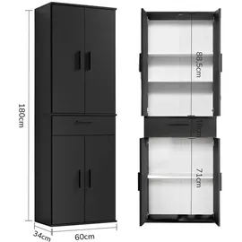 mokebo Mehrzweckschrank 60 x 180 x 34 cm Schwarz
