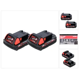Milwaukee M18 B2 Akku Set 18 V 2x 2,0 Ah