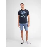 LERROS T-Shirt »LERROS Rundhals T-Shirt für Herren mit Palmenprint«, blau