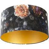 QAZQA - Velour Lampenschirm Blumenmuster 50/50/25 goldene Innenausstattung,