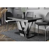 Home Collective Esstisch ausziehbar Tisch Küchentisch Esszimmertisch Ausziehtisch (Esszimmer Küche Wohnzimmer Esstisch erweiterbar), modernes Design mit V-Gestell 120-160x80 cm Schwarz Marmor-Optik schwarz