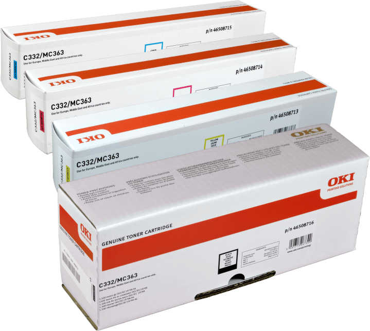 4 Oki Toner C332  MC363 Serie  Multipack  BK C M Y  4-farbig