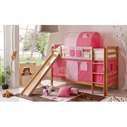 TiCAA Etagenbett mit Rutsche "Lupo" Buche Natur