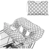 Navaris 2in1 Einkaufswagenschutz und Hochstuhl-Abdeckung - Hygieneschutz Baby Sitzbezug Einkaufswagen - Einkaufswagensitz Schutz Kindersitz Einsatz - grau weiß