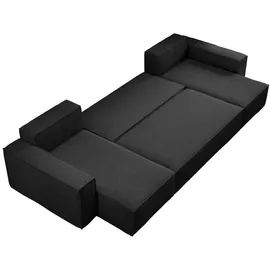 m-punkt Wohnlandschaft U-Form COMO Cord mit Bett Sofa Schlafsofa Ottomane - Schwarz