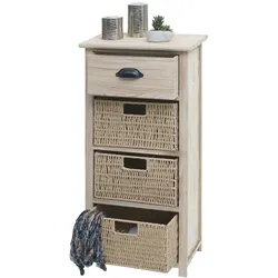 Kommode MCW-K84 mit Körben, Schrank Schubladenschrank, Holz 83x40x29cm ~ natur, Körbe hellbraun