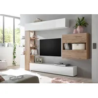 OTTO home Wohnwand OTTO HOME "Sorano", weiß (weiß matt, weiß hochglanz lack, eichefarben cadiz), Kastenmöbel-Sets, Wohnwand, mit Hängeschrank