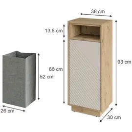 Vicco Beatrice Wäscheschrank 38 x 93 cm Cashmere/Artisan-Eiche Holz