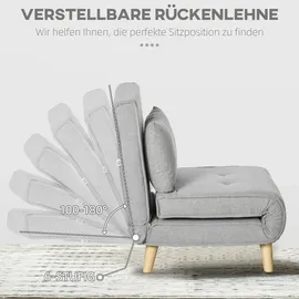 Homcom Schlafsessel 3 in 1 Polyester 72 x 79 x 78 cm Hellgrau mit Lendenkissen