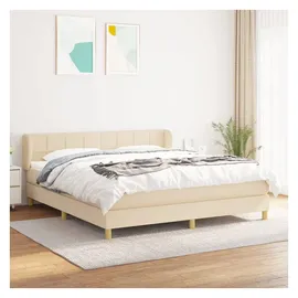 vidaXL Boxspringbett mit Matratze Creme 180x200 cm Stoff