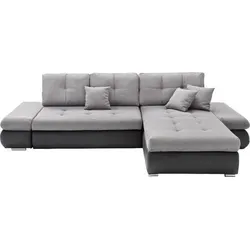 Wohnlandschaft in Grau mit Bettfunktion