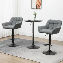 Homcom Barhocker Grau Kunststoff, 52.5x114x57.5 cm Esszimmer, Barmöbel, Barhocker