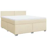 vidaXL Boxspringbett mit Matratze Creme 180x200 cm Stoff