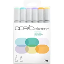 Copic Sketch Set Pale Pastels", 6 Twin Marker mit einer mittelbreiten und einer Brush-Spitze