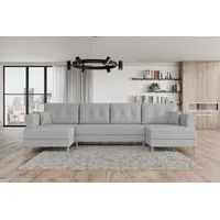 ALTDECOR Wohnlandschaft HERMES-U, Couch mit Schlaffunktion, Wohnzimmer - Wohnlandschaft grau