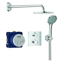 Grohe Grohtherm Unterputz-Duschsystem 34734000 chrom, mit Unterputz-Thermostat, Brausearm 42,2cm