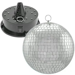Spiegelkugel SET - RGBW20 - 20cm Spiegelkugel und Batteriemotor, LED Farbwechsel