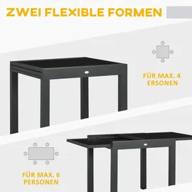 Outsunny Gartentisch 160 x 80 x 75 cm Schwarz