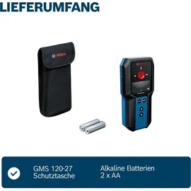 Bosch Professional GMS 120-27 mit Tasche; 2 x 1,5 V LR6-Batterie (AA)