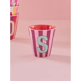 Rice Melamin Buchstabenbecher gestreift, S, pink