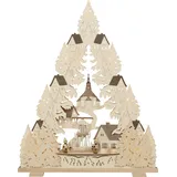 Saico Original "Premium-Line-Lichterbogen, Seiffener Kirche“ natur, B:52cm H:65,5cm T:5cm, Holz teilmassiv, Schwibbögen, Premium LED-Beleuchtung, warmweiß, BxHxT: 52x65,5x5 cm