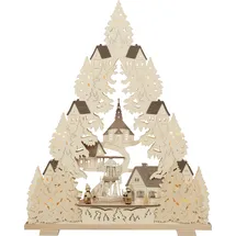 Saico Original "Premium-Line-Lichterbogen, Seiffener Kirche“ natur, B:52cm H:65,5cm T:5cm, Holz teilmassiv, Schwibbögen, Premium LED-Beleuchtung, warmweiß, BxHxT: 52x65,5x5 cm