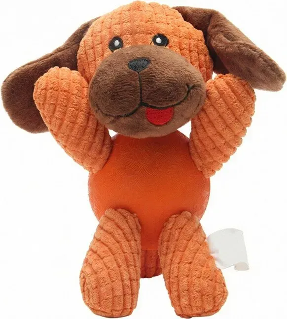 Blinkit Hunde Plüschspielzeug mit Quietscher, Cordstoff & Naturkautschuk, Zahnpflegendes Kauspielzeug, Weiches Plüschspielzeug für alle Hunderassen