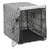 MidWest Homes For Pets CVR24T-GY Hundebox-Abdeckung, Stoff mit Teflonschutz, Sichtschutz für 61 cm lange Hundeboxen von MidWest und New World, maschinenwaschbar und trocknergeeignet