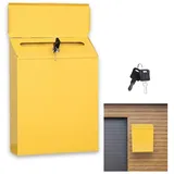 Abschließbarer Briefkasten zur Wandmontage, Briefkasten Klein, Klassischer Wandbriefkasten mit Schloss und 2 Schlüsseln, Wandbriefkasten, Eisenkunst Zaunbriefkasten für Zuhause, Büro, Garten