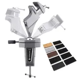 BERNSTEIN Spannfix Kugelgelenk-Schraubstock Drehbar 360° + 45° Neigbar | Zum Anklemmen an die Werkbank | Inkl. Wechselbacken (Filz, Kork, Leder, Kunststoff geriffelt, Kunststoff glatt)