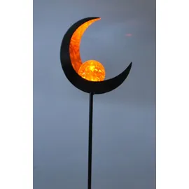 Buri Solar Metall-Gartenstecker 95cm LED Glaskugel Gartendeko Mond Tropfen Flamme top Form:Mond